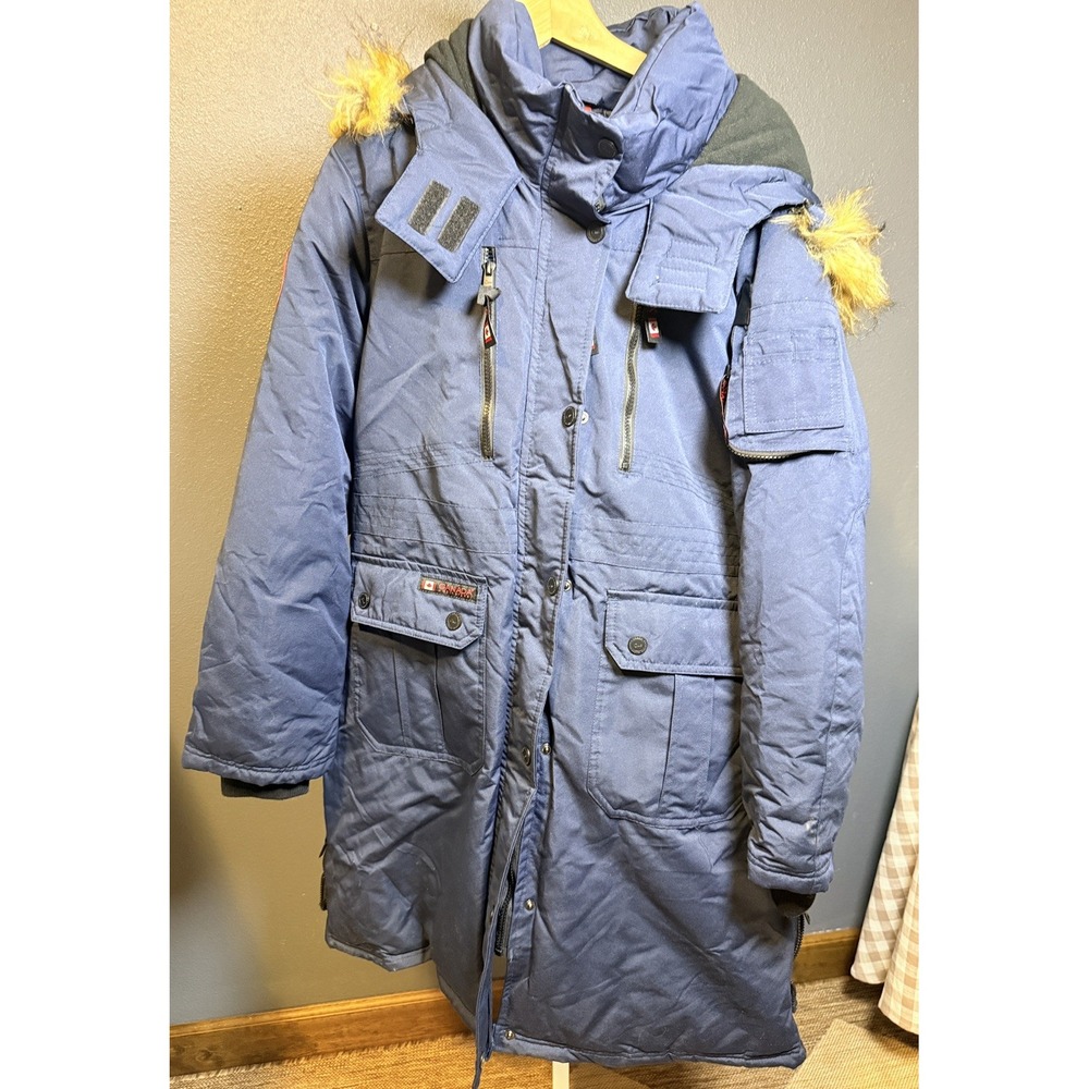 Canada Weather Gear Winter Coat - Women's XL Parka Faux-Fur Hood - Navy Blue